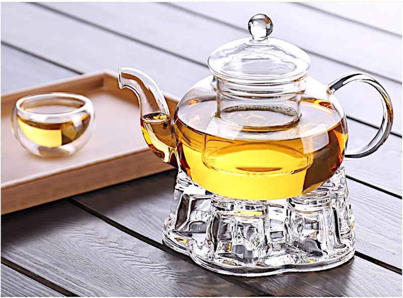 Sun's Tea Universal Solid Crystal Glass Ultra Clear Teapot Warmer | Tea Warmer | Teapot Heating Base | Tealight Warmer- Candle Never Flames Out - Image 3